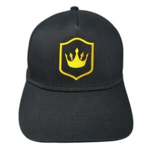 Crown Logo Strapback Hat Black One Size Embroidered Adjustable Otto